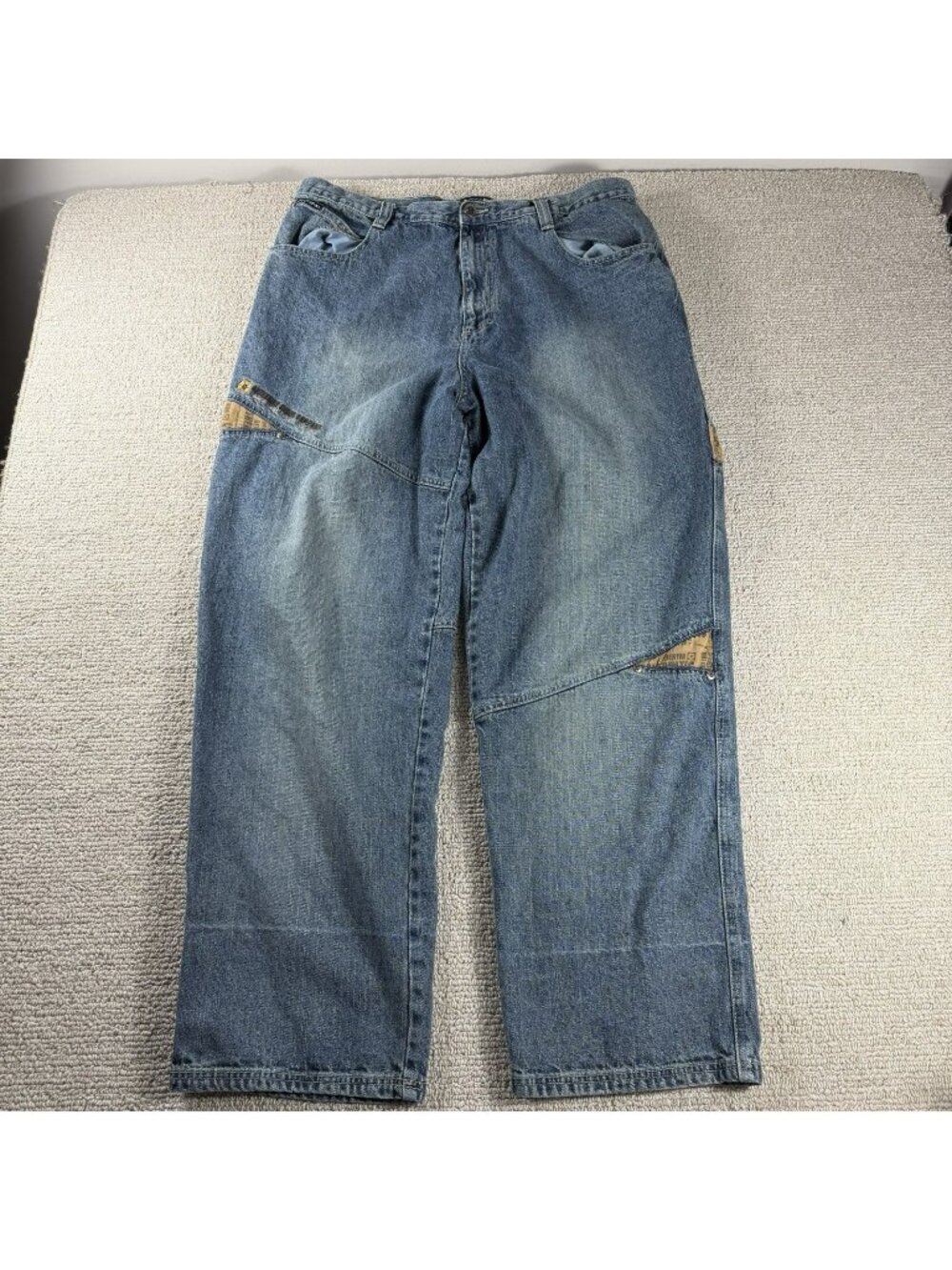 Vintage Southpole Riveted Baggy Loose Fit Jeans Blue Beige Men's Size 40 x 30